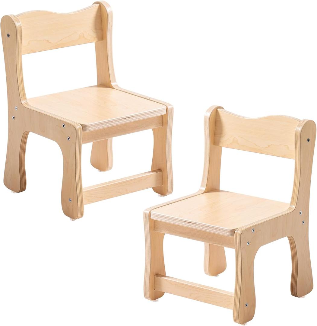 ROBOTIME Kids Wooden Chairs, 2-PCS Toddler Chairs for Table for Playroom, Children's Wooden Playroom Furniture, Kids Furniture for Eating, Reading, Playing, Small