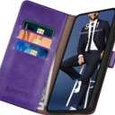 SUANPOT for Samsung Galaxy A25 5G Wallet case with RFID Blocking Credit Card Holder,Flip Book PU Leather Protective Cover Women Men for Samsung A25 Phone case Purple