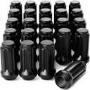Orion Motor Tech M14x1.5 Lug Nuts Black with Spline Tuner, XL 2 inches Length Conical Wheel Nut, Compatible with Chevy GMC Ford Cadillac Lincoln SAAB Saturn Silverado 1500 Savana, Set of 24