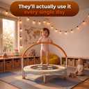 Happin 36'' Toddler Trampoline Indoor, Foldable Mini Trampoline for Kids Ages 2-6, ASTM Certified, Adjustable Handle, Safety Pad for Indoor & Outdoor, Baby Trampolines, for Boy & Girl