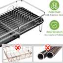 Dish Drying Rack, Expandable Dish Rack for Kitchen Counter, Stainless Steel Dish Drainer with Utensil & Cup Holder 13.8"-22.6" L x 12.1" W (Silver)