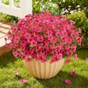 ATTGREAT Artificial Flowers Outdoors Faux Plants UV Resistant Fake Flowers Daisy Plastic Greenery Plnats Outside for Garden Planter Patio Porch Spring Summer Home Home Decor, 24 Bundles (Rose Red)
