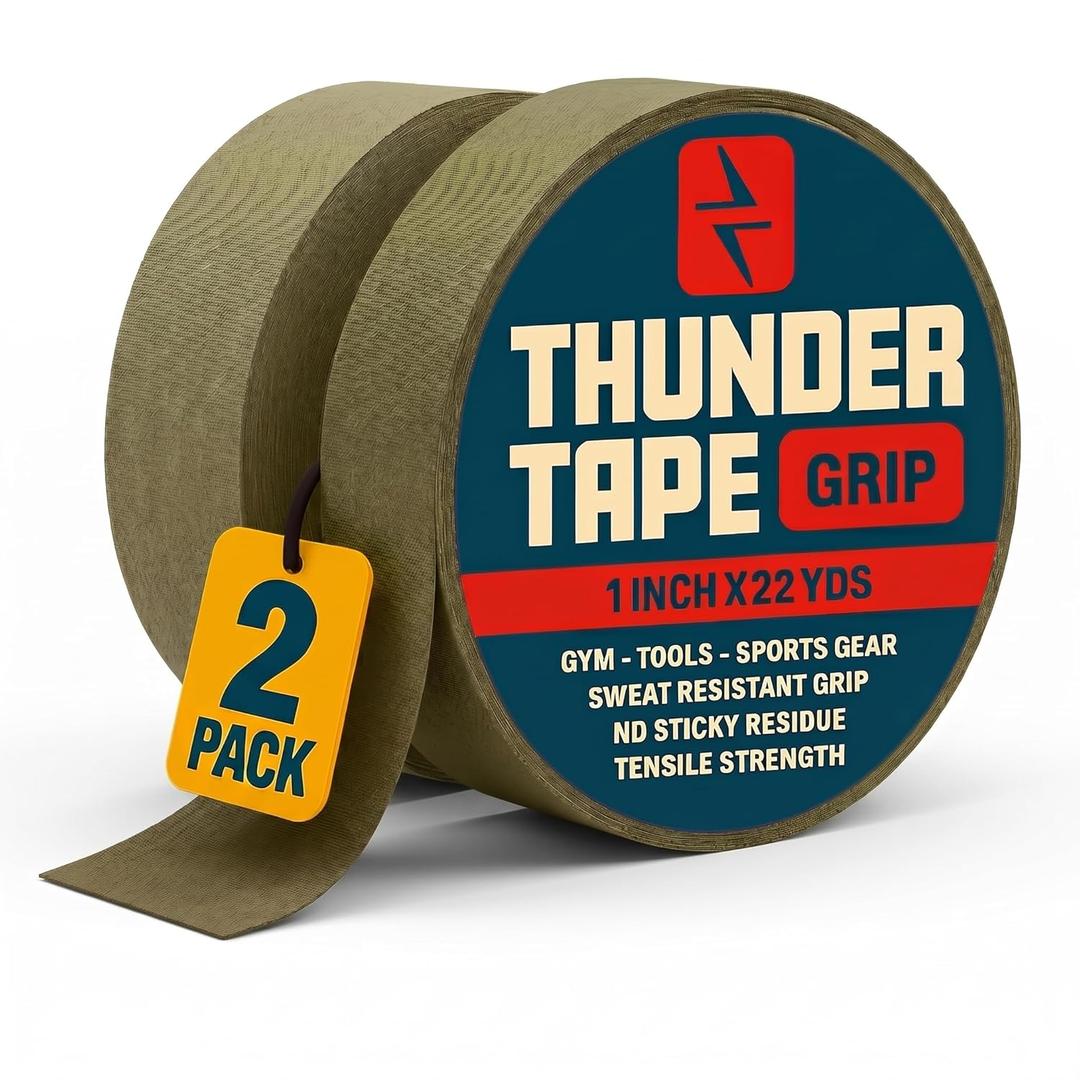 Thunder Tape Tactical Grip Tape 2 Roll Pack ODG (Green) Gun Grip Tape for Rifle, Firearm, Knife Handle, Magazine, Tool, Bow, Camping Gear 1 x 66 Ft Non-Reflective, Weather-Resistant