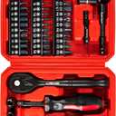 LLNDEI 48 Piece 1/4 Inch Mini Socket Ratchet Wrench Set, Metric Shallow Socket (4-14mm) 6-Point,with 72 Teeth Mini Ratcheting Wrench, Screwdriver Bit Set, Universal Joints and 3 Inch Extensions