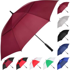 MRTLLOA Extra Large Golf Umbrella, 46.5 Inch Automatic Open, Oversize Double Canopy Vented Windproof Waterproof Sports Umbrellas for Rain