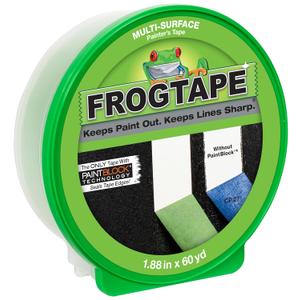 FrogTape Multi-Surface Painters Tape with PAINTBLOCK, 2 Inch Wide (1.88 In. x 60 Yds), Medium Adhesion, Green, 1 Roll (1358464)