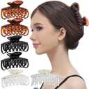 RC ROCHE 6 Pcs Double Claw Hair Clip Tooth Claw Clip Grip Tooth Jaw Clamps Thin Fine Hair Strong Hold No Slip Undo Clutchers for Women, Medium Clear Brown and Black