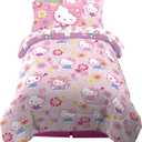 Franco Kids Bedding Super Soft Comforter and Sheet Set with Sham, 5 Piece Twin Size, Hello Kitty
