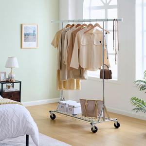 Clothes Rack, 600lbs Rolling Clothing Racks For Hanging Garment, Commercial Garment Heavy Duty Clothes Rack, Collapsible And Portable Clothing Racks With Wheels