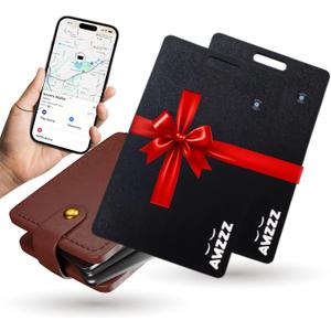 Pack 2 Apple Apple MFi Certified Wallet Tracker Card, Ultra-Slim 0.07in Rechargeable Item Finder, Works with Apple Find My (iOS Only), IP68 Waterproof Bluetooth Tracker Valentines Day Gift for Her