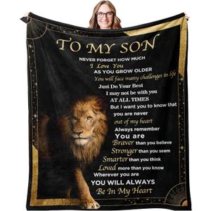 Gifts for Adult Son Blanket from Mother,to My Son Birthday Gifts for 18 Year Old Boy,Son Gifts from Mom Dad,Present for My Son Blanket from Mom 50"x60"in (Black)
