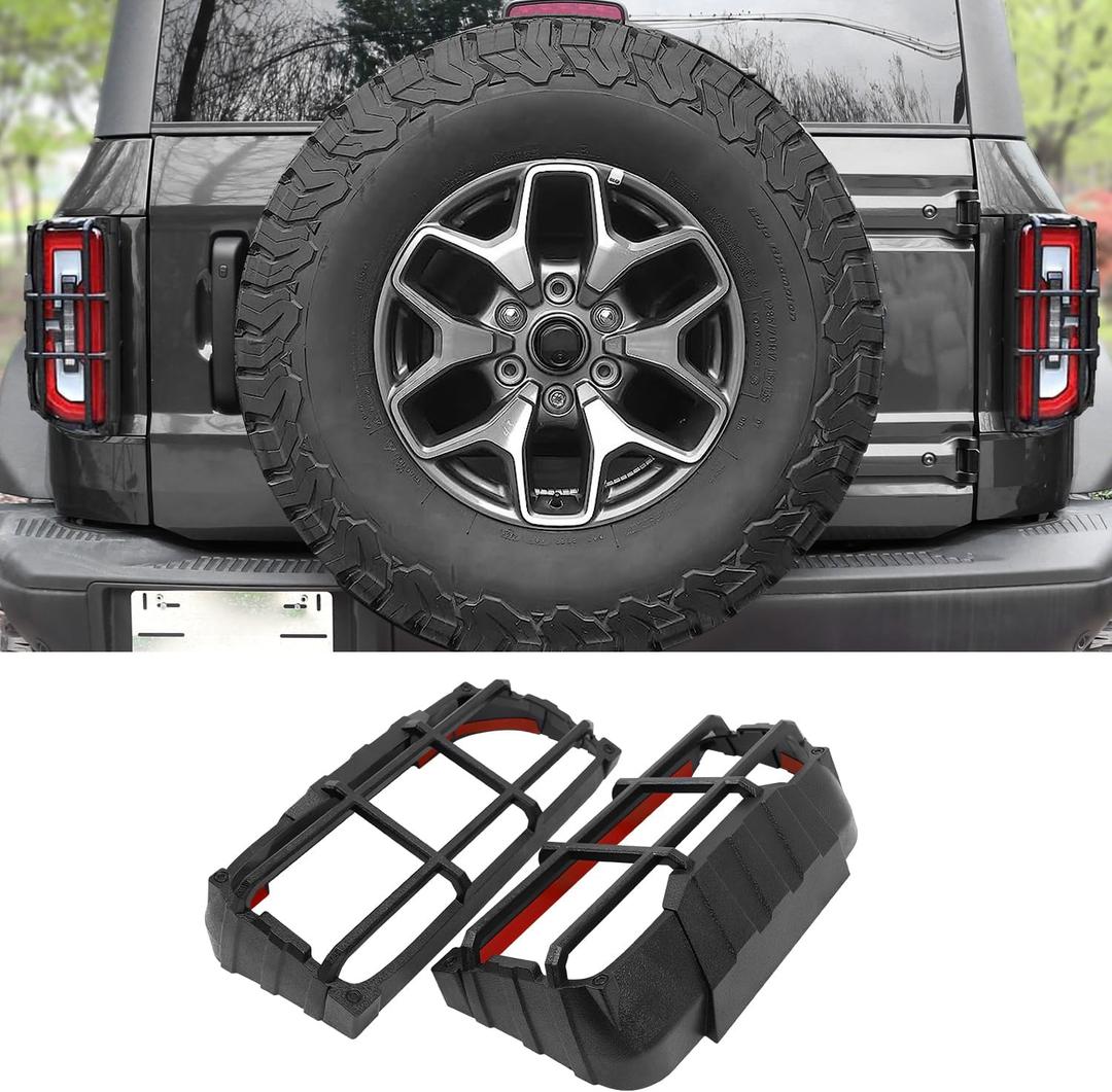 Tail Light Cover Compatible with 2021-2025 Ford Bronco Badlands, Outer Banks, Wildtrak, Heritage Limited Edition, Everglades 2/4 Doors(Only LED Light), Rear Lamp Guard Protector Exterior Accessories