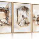 HPINUB Jesus Easter Framed Canvas Wall Art Set,Large Religious Christian Bible Verse Wall Decor,Resurrection Sunday Artwork for Living Room,Church Christian Easter Gift-16"x24"x3