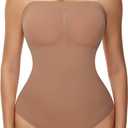 Women's Strapless Shapewear Bodysuit Seamless Tummy Control Triangle Body Shaper Removable Straps Summer Tube Tops (Beige, S)