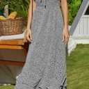 GRACE KARIN Women's 2025 Summer Floral Boho Dress Square Neck Strapped Swing A Line Sundress Beach Long Maxi Outfits, Size Small