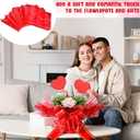 ForraFun 50 Set Valentine Plant Pot Covers Floral Cellophane Wrap Paper Sheets with 15 Bow Decorative Plant Sleeve for Home Flower Pot DIY Decor (Red)