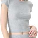 florence by mills Women's Sleepwear Ribbed Tee (Medium, Heather Grey)