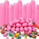 Deekin 100 Pcs Plastic Easter Eggs Fillable Empty Colorful Bright Eggshells for Easter Hunt, Filling Treats, Party Favor, Basket Stuffers, Classroom Prize Supplies(Pink)