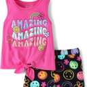 The Children's Place baby-girls And Toddler Sleeveless Tank Top and Shorts 2- Piece Outfit Set (4T, Amazing)