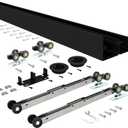 Nuk3y Bypass Sliding Door Hardware Soft Close with Finger Pulls (Black, 72" Track)