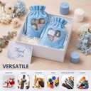 Yoojahow 48 Pcs Blue Velvet Organza Gift Bags with Drawstring 4 x 6 Inch Velvet & Heart Organza Jewelry Pouches Glossy Small Cloth Bag for Wedding Bridal Shower Baby Shower Party Favor, Blue and White
