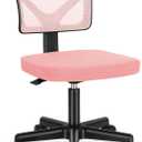 Sweetcrispy Small Desk Chair, Ergonomic Low-Back Mesh Rolling Work Swivel Chairs with Wheels, Armless Comfortable Seat Lumbar Support for Home, Bedroom, Study, Student, Adults,Classic Pink