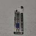 Zebra Pen F-301 Ballpoint Fine Point 0.7mm Stainless Steel Retractable Ballpoint 2-Pack  Easy-Glide Ink, Non-Slip Grip, Metal Clip, Refillable with F-Refill, Professional Design (27112) (Blue)