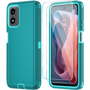 Qinmay Phone Case for Motorola Moto G 5G 2024 Case with HD Screen Protector, Shockproof 3-Layer Cover for Moto G 5G 2024,LakeSkyBlue