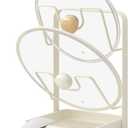 Kitchen Pot Lid Storage Rack, Double Layer Pot Lid Organizer Rack & Holder While Cooking, Metal Pot Lid Stand with Spoon Rest and Removable Drip Tray, Space-Saving Design (Beige, 2)