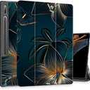 Tuiklol Tablet Case for Samsung Tab S10 Ultra (2024 Release) / Tab S9 Ultra 14.6 Inch (2023 Release), Built-on Pencil Holder Slim Hard Shell Case Trifold Stand Cover Auto Wake/Sleep, Black Butterfly