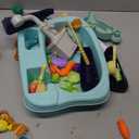 Geyiie Play Sink with Running Water, 14.5''L x 9.4''W x 11.6''H Mini Kitchen Sink Toys for Toddlers, Includes Electric Faucet, Play Food, Fishing Game and Waterwheel - Sensory Toys for Girls and Boys