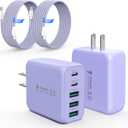60W USB C Charger Block for iPhone 17 16 15,EIZLXQ 2-Pack USB C Wall Charger with Total 60W Max Output,10FT USB C Cable,Fast Charging Blocks for iPhone 17/16/15 Series,Galaxy,Pixel,iPad-Lavender