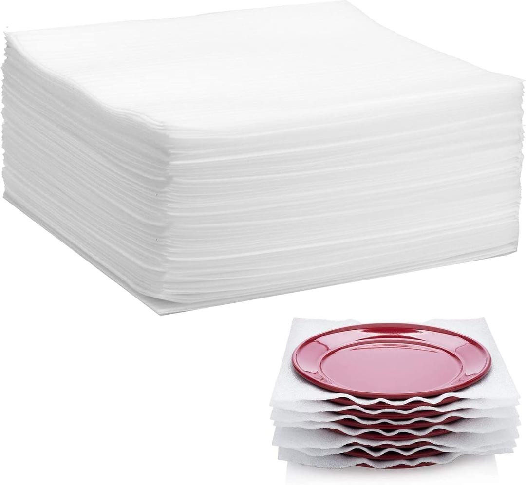 12x12 Foam Wrap Sheets for Packing Moving Supplies, Cushion Foam Wrap Packing Foam for Dishes, China, Glassware 50 Pack