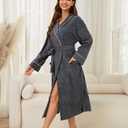 Women Lightweight Fleece Robe, Soft Long Shawl Collar Bathrobe for Women (Pink)