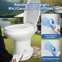Gravity Flush RV Toilet, White, ABS Plastic with Foot Pedal Flush Mechanism, Standard Height, RV-Specific Model