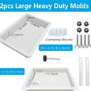 2Pcs Large Epoxy Mold with Clamping System 19.5x11x3 inch 15.8x9x3 inch Rectangles Epoxy Resin Molds for River Table, Coffee Side Table,Cutting Board, Charcuterie Board, Art Panel