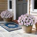 YXZZWL 8 Bundles Artificial Impatiens for Outdoor Spring Summer Decor, No Fade Silk Fake Flowers, UV-Resistant Faux Plants for Garden Porch Home Farmhouse Decoration (Pink)