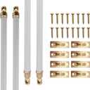 Amazing Drapery Hardware White Swivel Sash Curtain Rods with Brass Ends, Set of 4 (Hardware Included) - Adjustable Length 11-19 Inches, Easy to Install Metal Rods for Doors, Windows, and Sidelights
