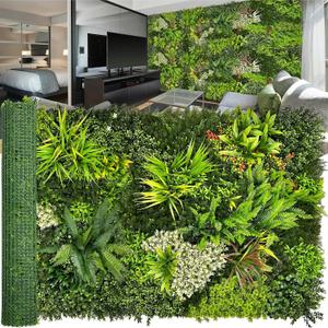 ODTORY Artificial 3D Hedge Grass Wall & Privacy Backdrop Screen, 40"x120" UV-Anti Faux Greenery Boxwood Ivy Panels, Realistic Fake Plants with Green Leaves for Fence Balcony Wedding Home Decor
