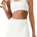 Panadila Womens 2 Piece Skirt Set Workout Outfits Tennis Skorts with Built-in Shorts and Sports Bra Gym Yoga (White, XS)