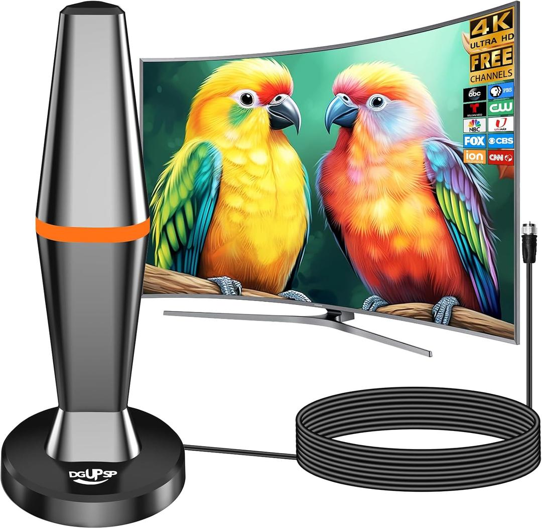 Digital TV Antenna for Smart Tv Indoor Antenna for Tv Without Cable with 360 Reception, Strong Magnetic Base tv Antenna for Local Channels -10ft Long Cables