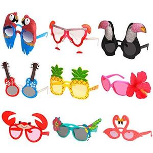 Ocean Line Luau Party Sunglasses - 9 Pairs Funny Hawaiian Glasses, Tropical Fancy Dress Props, Fun Summer Kids Party Favors, Beach Themed Party Supplies Decoration