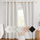 NICETOWN 100% Absolutely Blackout Linen Curtains with Thermal Insulated White Liner, Ivory, W52, 2 Pieces, Noise Reducing Textured Linen Look Curtains for Windows 90 inch Length for Classroom