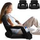 2 Pack Stadium Seats for Bleachers with Upgraded Armrests and Strong Back Support, Bleacher Seats with Extra Wide Cushion, 6.6LBS Lightweight, 6 Reclining Positions, Floor Chair for Indoor Outdoor