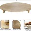 Kate and Laurel Sancia Decorative Round Embossed Metal Tray with Feet; 16 Inch Diameter; Gold; Modern Circle Footed Coffee Table Tray for Use as Kitchen Counter Display or Living Room Decor Accent