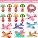 28 Pack Valentines Day Gifts for Kids, Foam Airplanes Party Favor Set with Valentines Greeting Cards for Kids, Valentine's Day School Prize Party Favor, Classroom Exchange Gift Set