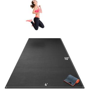 Gorilla Mats Large Exercise Mat 6'x4', 7'x4', 7'x5', 8'x4', 10'x4' (1/4" Thick) Ultra Durable Workout Mat for Home Gym Flooring Non-Slip, Flat Fitness, Yoga & Weight Lifting Floor Mat