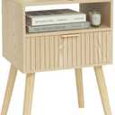 MaxSmeo Small Nightstand Wood Bedside Table with Drawer, Modern End Table for Bedroom and Small Spaces, Solid Wood Legs, Easy Assembly, Natural (1 Pack Natutal)