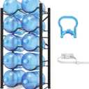 5 Gallon Water Jug Holder, 5-Tier Heavy Duty Water Bottle Rack for 10 Bottles, Reinforced Carbon Steel 5 Gallon Water Bottle Holder for Office, Family, Garages, Restaurant Gym (Black)