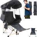 Folding Camping Chairs Canopy Outdoor: Sports Portable Beach Chair with Canopy-Lawn Beach Chairs with Umbrella for Adults-Camping Chair with Shade for Fishing Camp Heavy Duty (Casual, Grey)